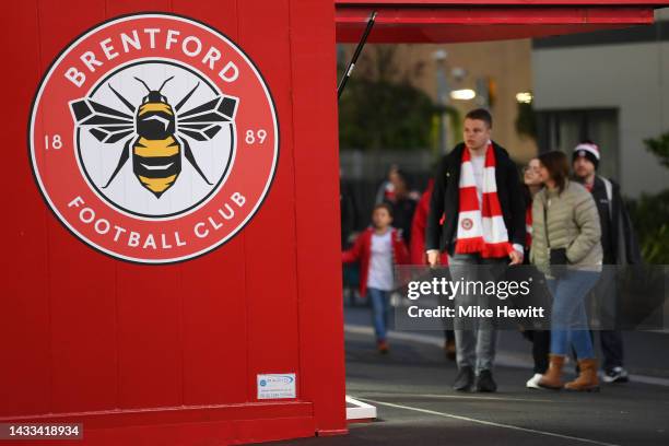 General view outside the stadium as fans arrive prior to the Premier League match between Brentford FC and Brighton & Hove Albion at Brentford...