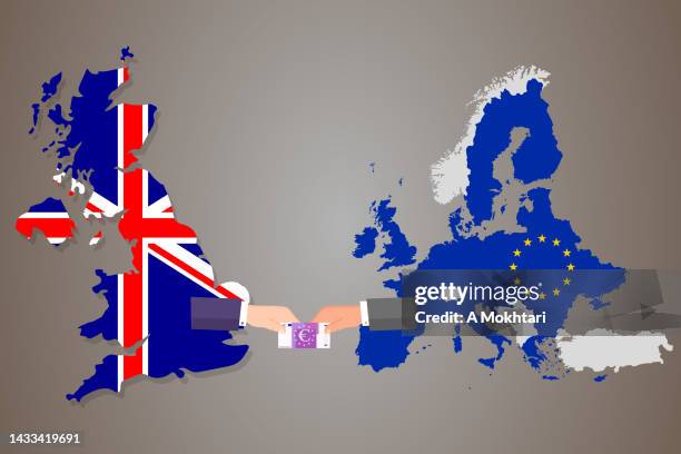 trade between england and the european union - european union coin stock illustrations