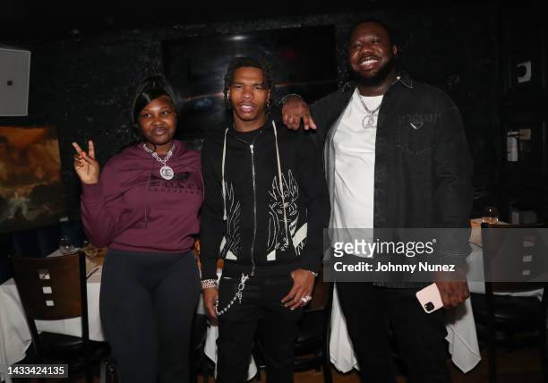 Gloss Up, Lil Baby and Pierre "Pee" Thomas attend Lil Baby "It's Only Me" Album Release Dinner at Sei Less on October 13, 2022 in New York City.