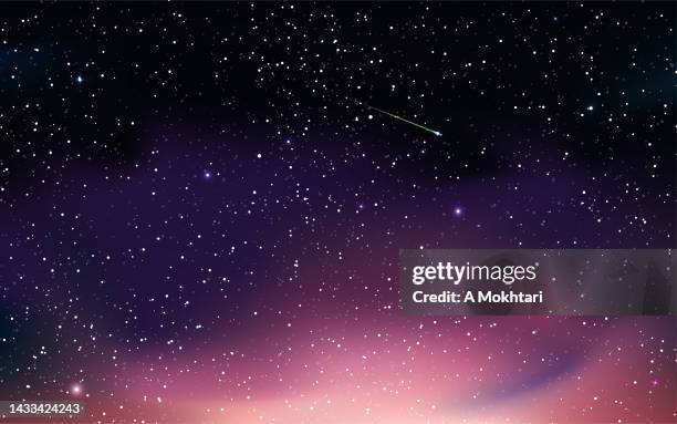 ilustraciones, imágenes clip art, dibujos animados e iconos de stock de cielo estrellado, aurora y astronomía - milky way