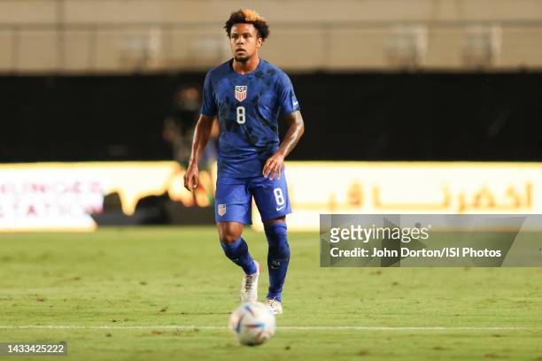 Weston McKennie of the United States looking for an open man during a game between Saudi Arabia and USMNT at Estadio Nueva Condomina on September 27,...
