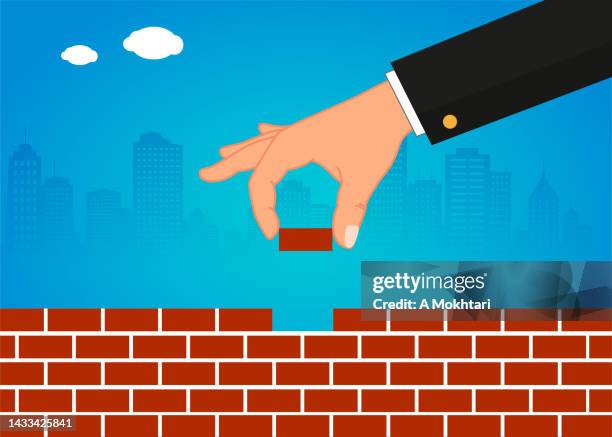 brick wall construction. - brown wall stock illustrations