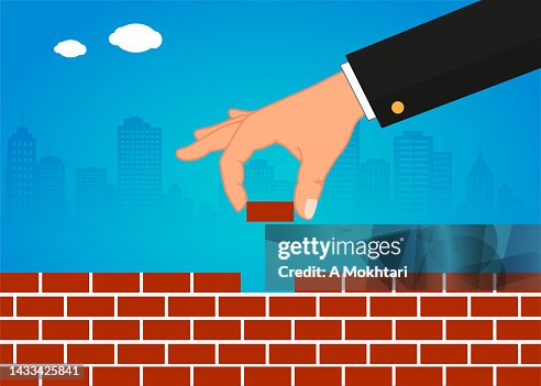 Brick wall construction. Brick wall construction.