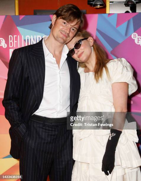 Sam Riley and Haley Bennett attend the "She Is Love" world premiere during the 66th BFI London Film Festival at The Curzon Mayfair on October 14,...