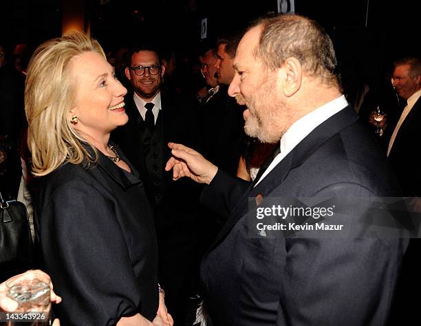 United States Secretary of State Hillary Clinton, Georgina Chapman and Harvey Weinstein attend the TIME 100 Gala celebrating TIME'S 100 Most...