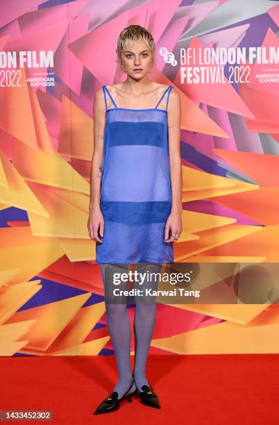 Emma Corrin attends the "Lady Chatterley's Lover" European Premiere during the 66th BFI London Film Festival at the BFI Southbank on October 14, 2022...