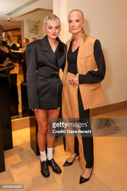 Emma Corrin and Joely Richardson attend a special screening and Q&A for "Lady Chatterley's Lover" at The Mayfair Hotel on October 14, 2022 in London,...