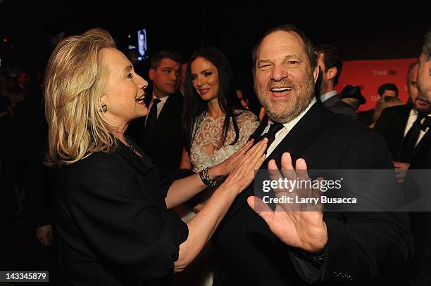 Secretary of State Hillary Rodham Clinton and producer Harvey Weinstein attend the TIME 100 Gala, TIME'S 100 Most Influential People In The World,...