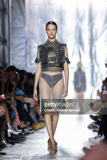Models walk the runway during the Jenny Hytönen collection during the 37th International Festival Of Fashion, Photography And Fashion Accessories on...