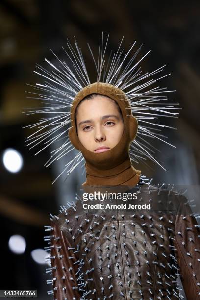 Models walk the runway during the Jenny Hytönen collection during the 37th International Festival Of Fashion, Photography And Fashion Accessories on...