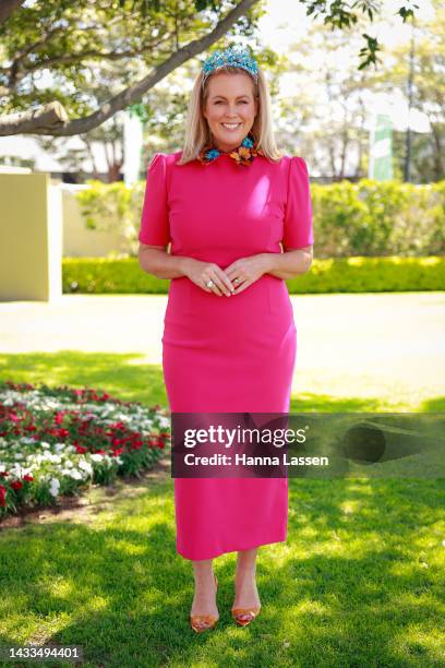 Samantha Armytage poses during Sydney Racing at Royal Randwick Racecourse on October 15, 2022 in Sydney, Australia.