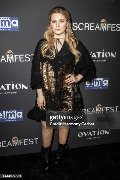 Abigail Breslin attends the Screamfest LA World Premiere of The Avenue's "Slayers" at TCL Chinese 6 Theatres on October 14, 2022 in Hollywood,...