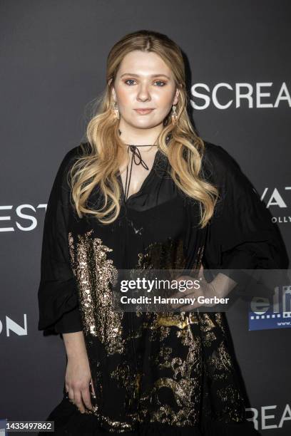 Abigail Breslin attends the Screamfest LA World Premiere of The Avenue's "Slayers" at TCL Chinese 6 Theatres on October 14, 2022 in Hollywood,...