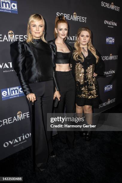 Malin Akerman, Lydia Hearst and Abigail Breslin attend the Screamfest LA World Premiere of The Avenue's "Slayers" at TCL Chinese 6 Theatres on...