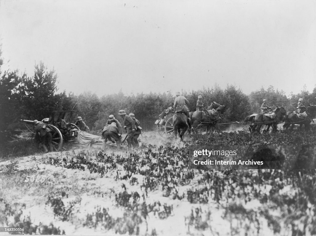 German Artillery In Action
