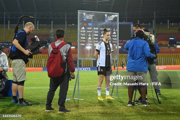 General view after the FIFA U-17 Women's World Cup 2022,Group B match between Germany and Chile at Pandit Jawaharlal Nehru Stadium on October 14,...