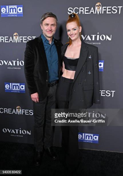 Chris Hardwick and Lydia Hearst attend Screamfest LA World Premiere of The Avenue's "Slayers" at TCL Chinese 6 Theatres on October 14, 2022 in...