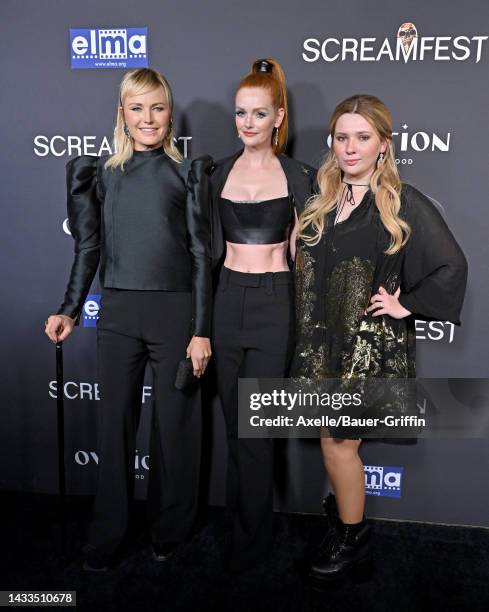 Malin Akerman, Lydia Hearst and Abigail Breslin attend Screamfest LA World Premiere of The Avenue's "Slayers" at TCL Chinese 6 Theatres on October...