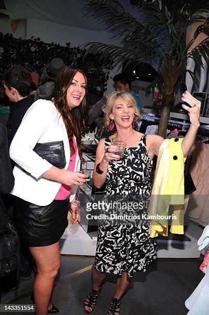 Designers Sarah Parrott and Lisa Hunter are seen inside as H&M celebrates NBC's "Fashion Star" success at the H&M Fifth Avenue on April 24, 2012 in...