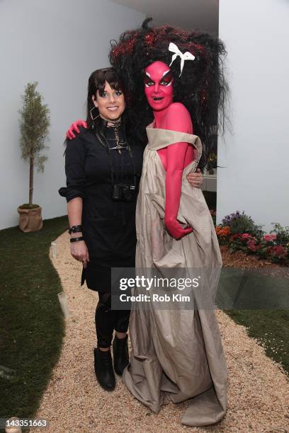 Artists E.V. Day and Kembra Pfahler attend The Hole and Playboy.com dinner for E.V. Day & Kembra Pfahler Giverny Exhibition at The Hole Gallery on...