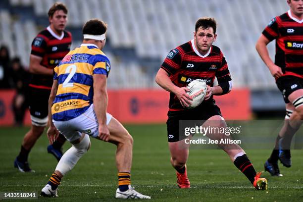 Brodie McAlister of Canterbury charges forward during the Bunnings NPC Semi Final match between Canterbury and Bay of Plenty at Orangetheory Stadium,...