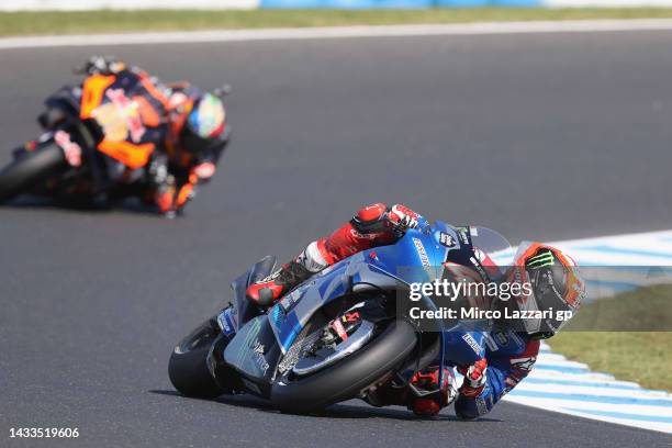 Alex Rins of Spain and Team Suzuki ECSTAR rounds the bend during qualifying for the MotoGP of Australia at Phillip Island Grand Prix Circuit on...