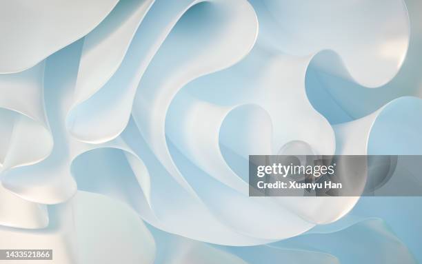 layered waves and curves pattern abstract background - white morph stock pictures, royalty-free photos & images