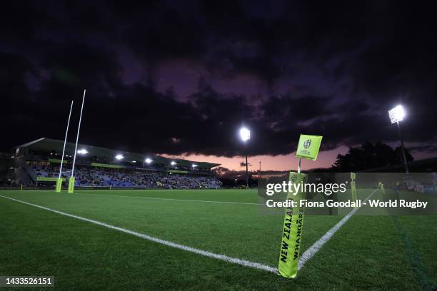 General view during the Pool C Rugby World Cup 2021 match between France and England at Northland Events Centre on October 15 in Whangarei, New...