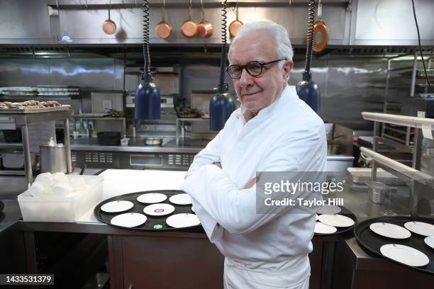 Alain Ducasse attends a dinner hosted by Alain Ducasse and Alberto Marcolongo during the 2022 New York City Wine & Food Festival presented by Capital...