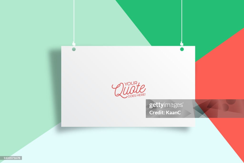 Ilustración vectorial realista colgante anuncio vacío mockup. Signo blanco en blanco. ilustración de stock