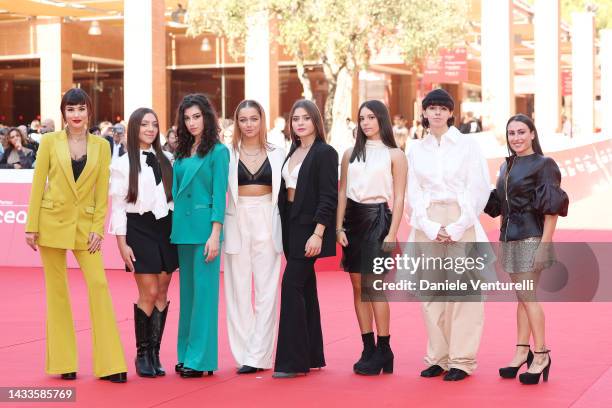 Giorgia Soleri, Giada Pirozzi, Alessia De Falco, Eva Iurlaro, Giada Savi, Federica Cuomo, Ariete and Vanessa Ferrari attend the photocall for "Corpo...