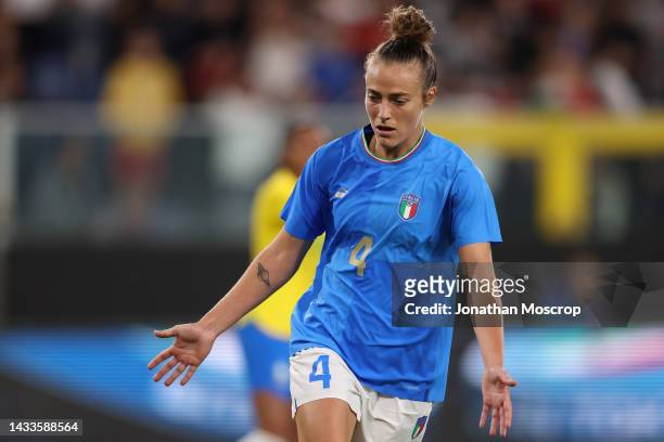 Aurora Galli of Italy during the International Friendly match between Italy and Brazil at Stadio Luigi Ferraris on October 10, 2022 in Genoa, Italy.
