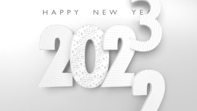 2023 New Year Greeting Card on White Background in 4K Resolution
