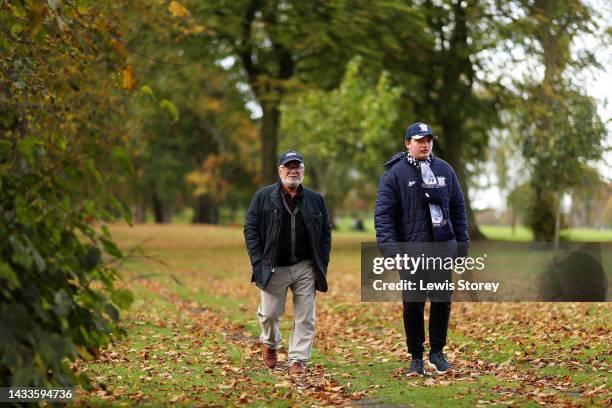 Fans of Preston North End make their way towards the stadium prior to the Sky Bet Championship between Preston North End and Stoke City at Deepdale...