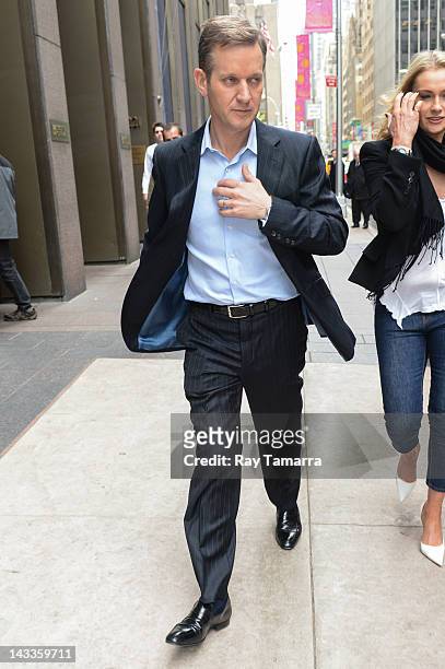 Personality Jeremy Kyle leaves the Sirius XM Studios on April 24, 2012 in New York City.