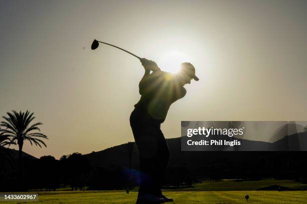 Jose Coceres of Argentina in action during Day Two of the Farmfoods European Senior Masters hosted by Peter Baker 2022 at La Manga Club on October...