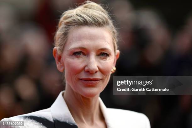 Cate Blanchett attends the "Guillermo Del Toro's Pinocchio" World Premiere, during the 66th BFI London Film Festival at The Royal Festival Hall on...
