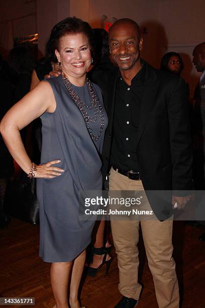Debra Lee and Stephen Hill attend the 2012 Black Women In Entertainment Law Foundation Gala Cocktail Reception and Fundraiser at Midtown Loft &...