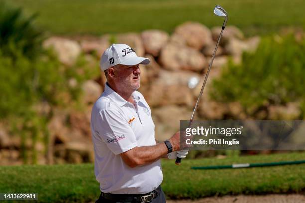 Peter Baker of England in action during Day Two of the Farmfoods European Senior Masters hosted by Peter Baker 2022 at La Manga Club on October 15,...