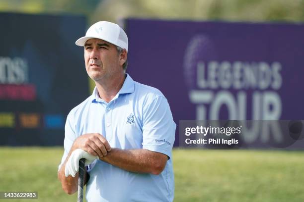 Clark Dennis of United States in action during Day Two of the Farmfoods European Senior Masters hosted by Peter Baker 2022 at La Manga Club on...