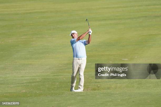 Clark Dennis of United States in action during Day Two of the Farmfoods European Senior Masters hosted by Peter Baker 2022 at La Manga Club on...