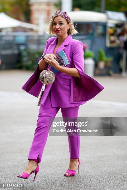 Fashion at Ascot Racecourse on October 15, 2022 in Ascot, England.