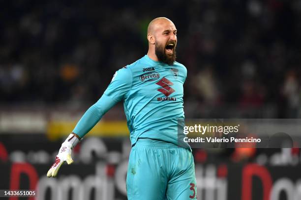 Vanja Milinkovic-Savic of Torino FC reacts during the Serie A match between Torino FC and Juventus at Stadio Olimpico di Torino on October 15, 2022...