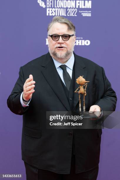 Director Guillermo del Toro attends the "Guillermo Del Toro's Pinocchio" world premiere during the 66th BFI London Film Festival at The Royal...