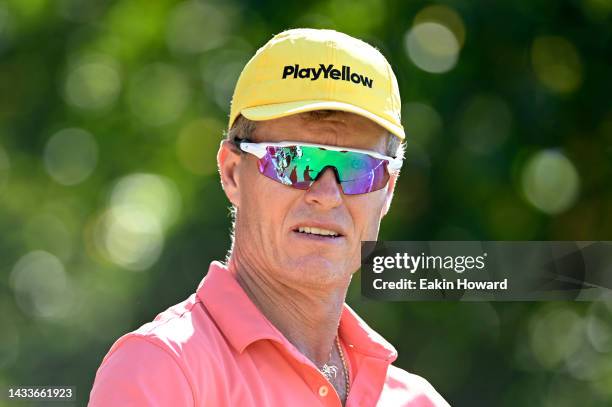 John Senden of Australia stands in the ninth tee box during the second round of the SAS Championship at Prestonwood Country Club on October 15, 2022...