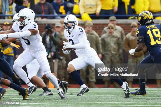 Parker Washington of the Penn State Nittany Lions runs up the field in the second half of a game against the Michigan Wolverinesat Michigan Stadium...