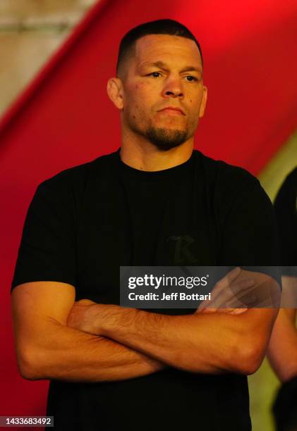 Nate Diaz is seen in attendance during the UFC Fight Night event at UFC APEX on October 15, 2022 in Las Vegas, Nevada.
