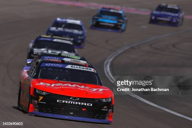 Justin Allgaier, driver of the The BRANDT Foundation Chevrolet, leads the field during the NASCAR Xfinity Series Alsco Uniforms 302 at Las Vegas...