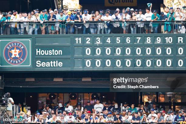 Game three of the American League Division Series between the Houston Astros and the Seattle Mariners enters extra innings at T-Mobile Park on...