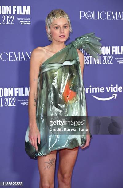 Emma Corrin attends the “My Policeman” European Premiere during the 66th BFI London Film Festival at The Royal Festival Hall on October 15, 2022 in...